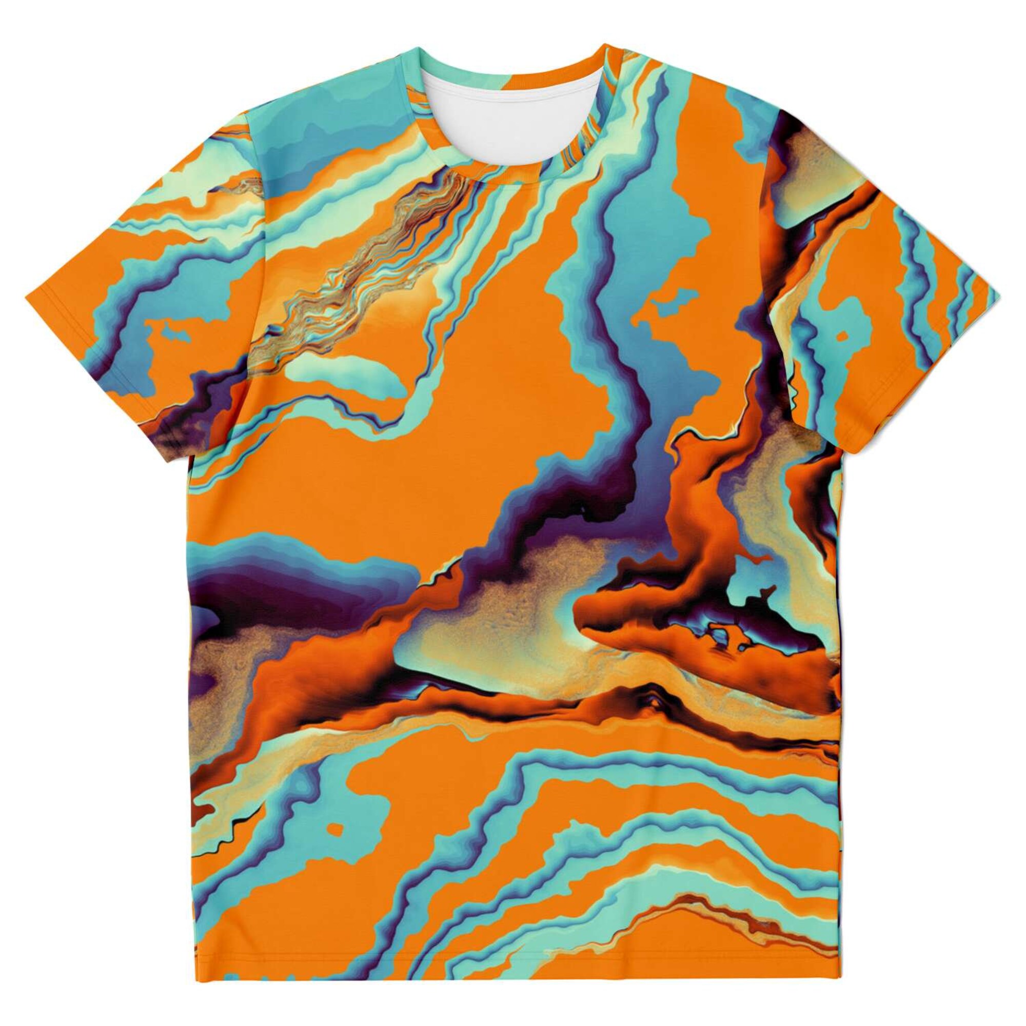 Discover Orange Marble Pattern Abstract Art Psychedelic Mosaic Paint 3D T-shirt