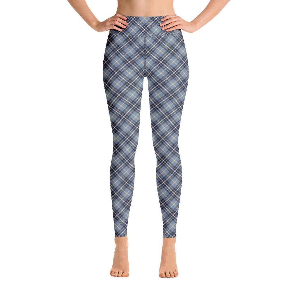 Gray Checks Plaid Pattern Women's Yoga Leggings 