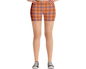 Orange Checks Plaid Pattern Women's 