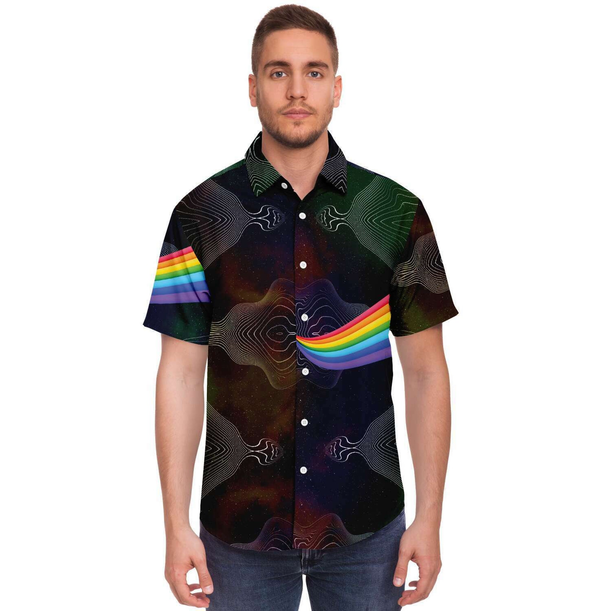 Discover Electric Waves Ether Field Rainbow Hawaiian Shirt