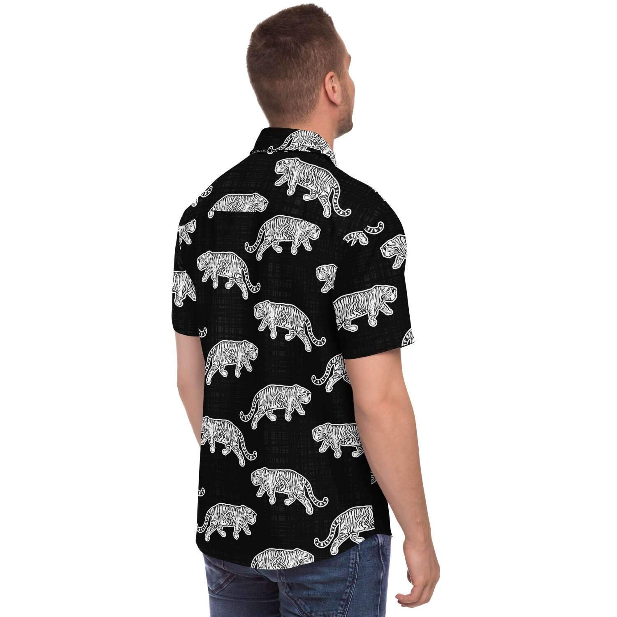 Tiger Print Men's Shirt, Cheetah Print Hawaiian Shirt