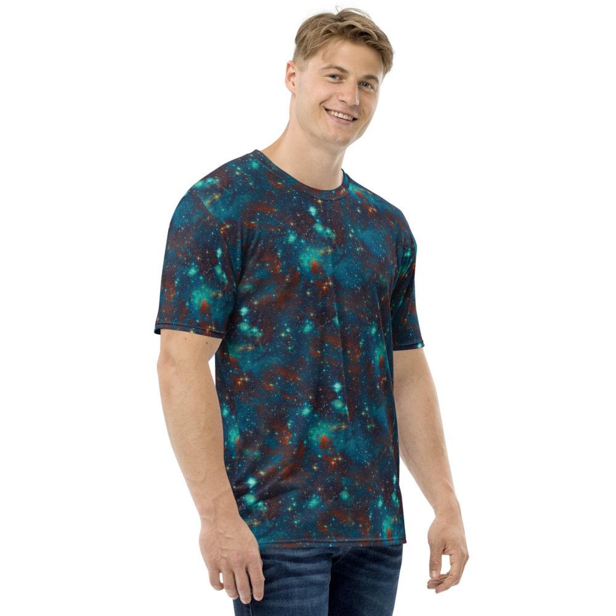 Blue Sky Galaxy Stars Space Abstract Clouds Men's T-shirt