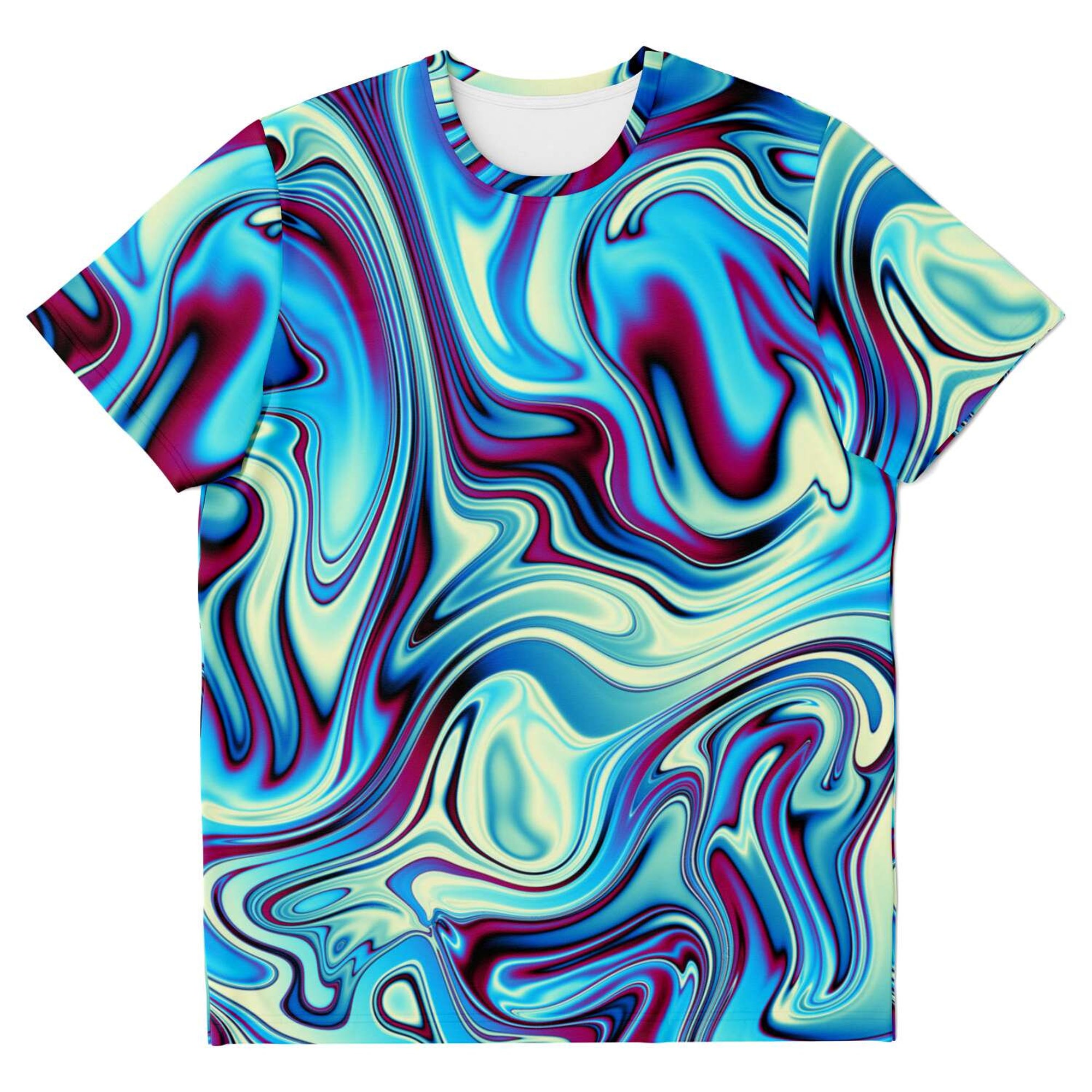 Discover Aqua Ocean Blue Liquid Waves Swirls Psychedelic DMT 3D T Shirt