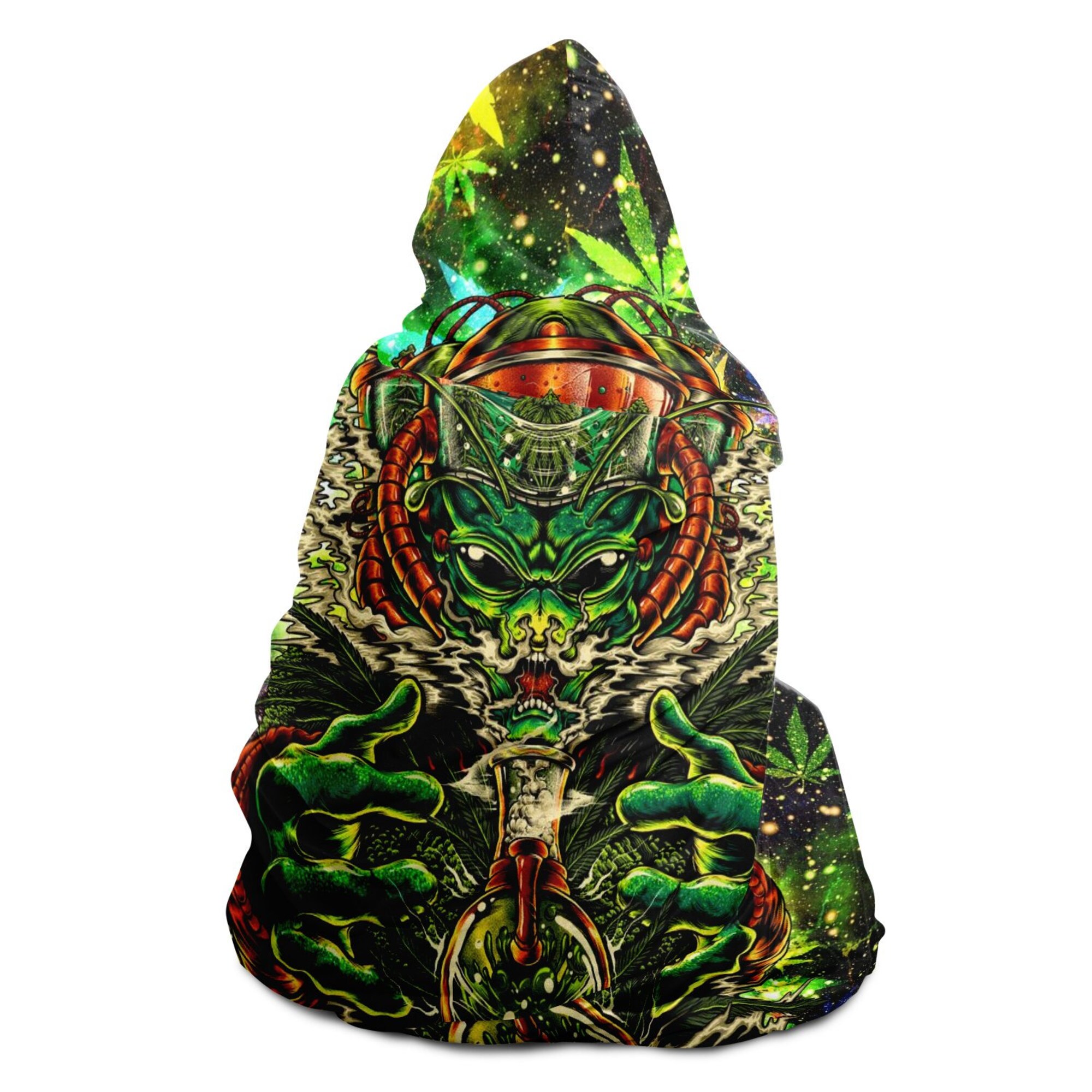 Cannabis Psychedelic Weed Hooded Blanket
