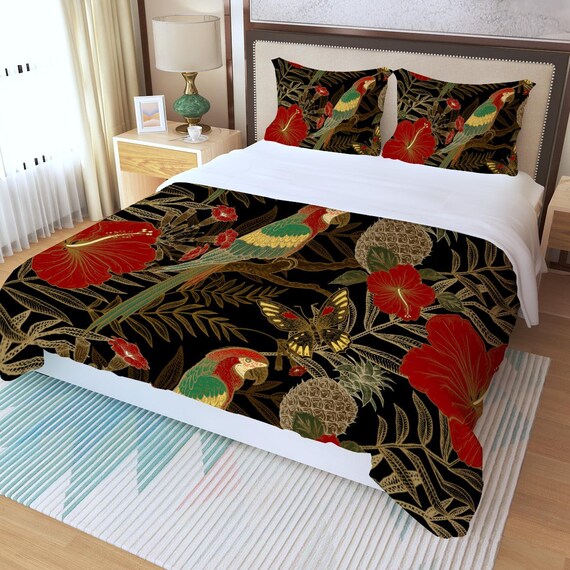 Floral Tropical Macaw Bird Print Three 
