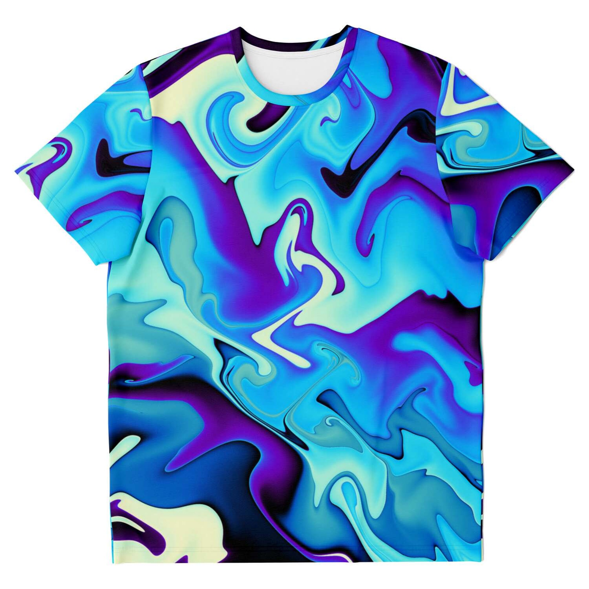 Discover Purple Blue Urban Camo Street Style Psychedelic Liquid Waves Paint Edm 3D T Shirt