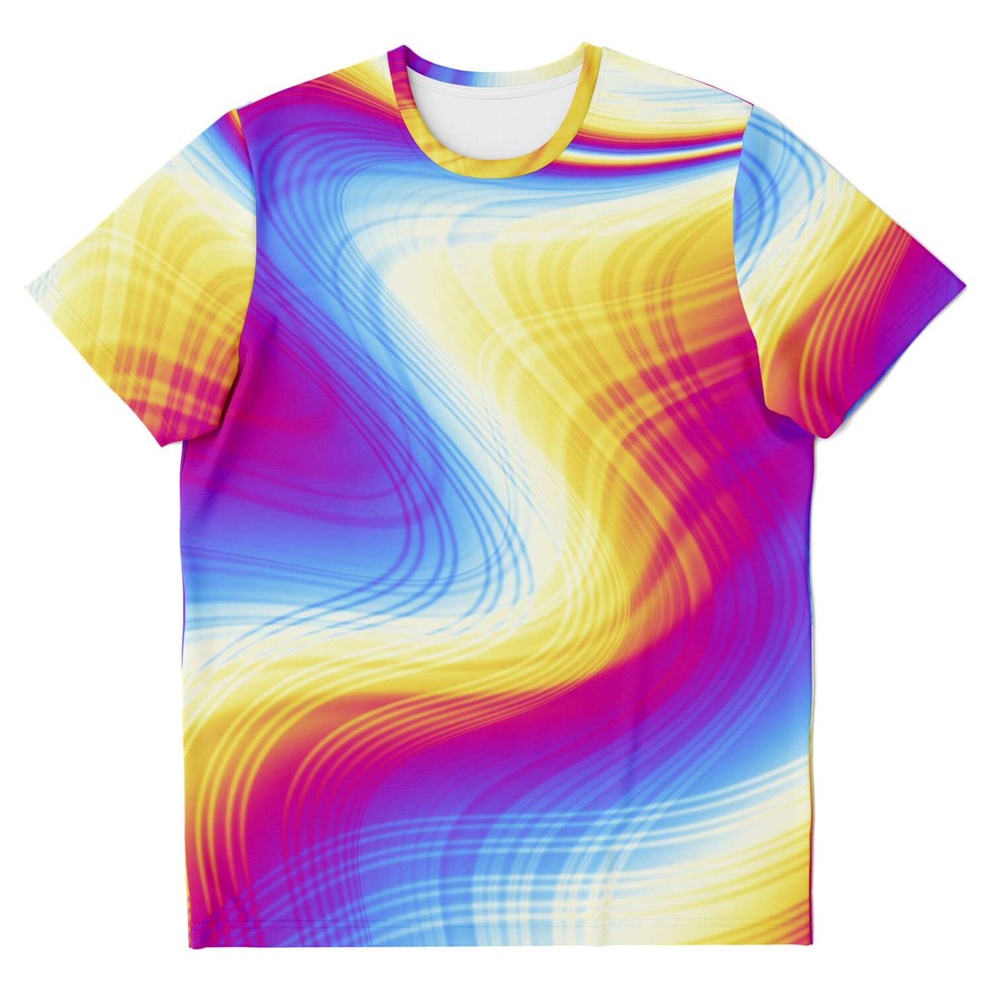 Discover Pink Yellow Hues Abstract Summer Waves Psychedelic Beach Light Summer 3D T Shirt