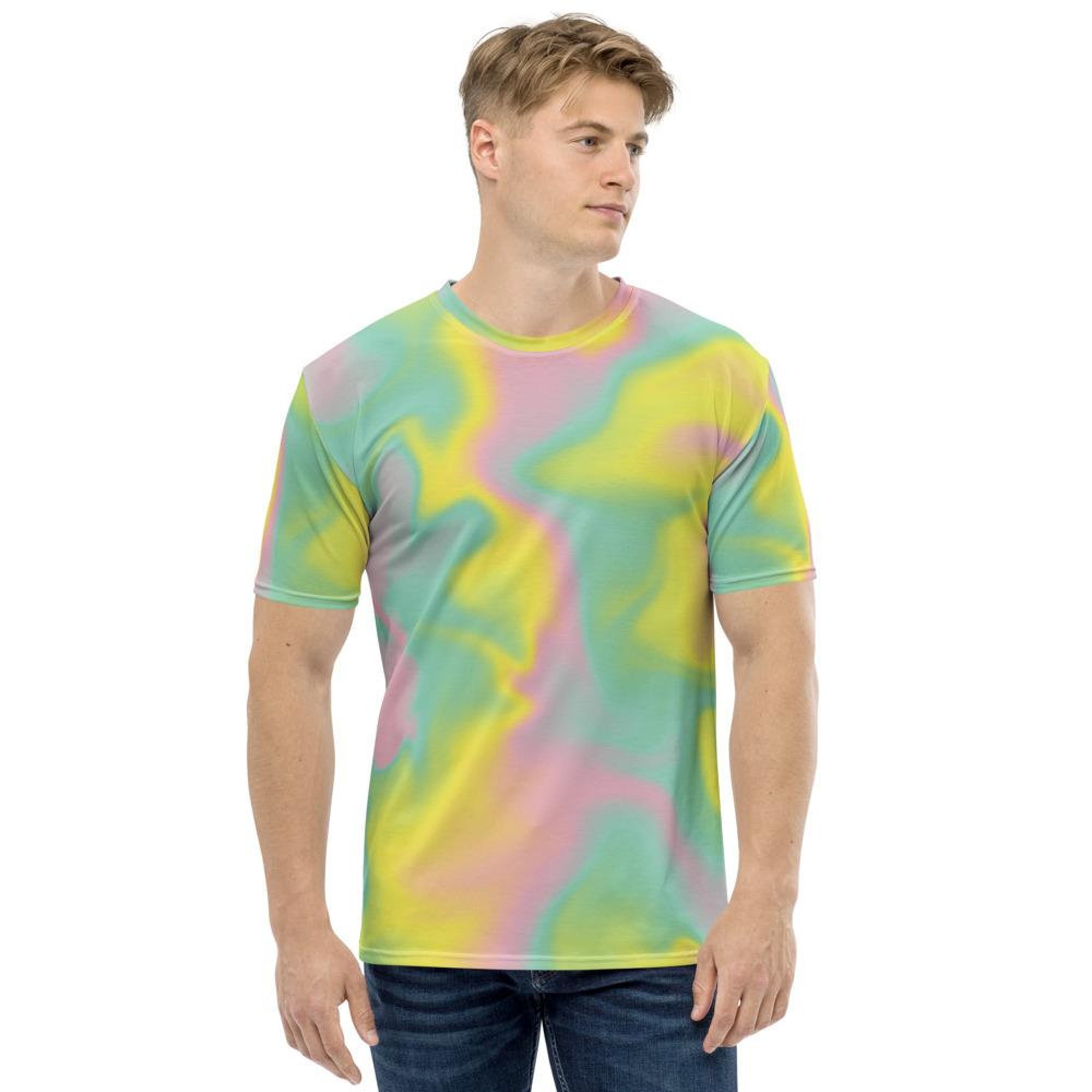 Discover Pink Mint Green Yellow Tinge Hues Ombre Iridescence Holographic 3D T Shirt