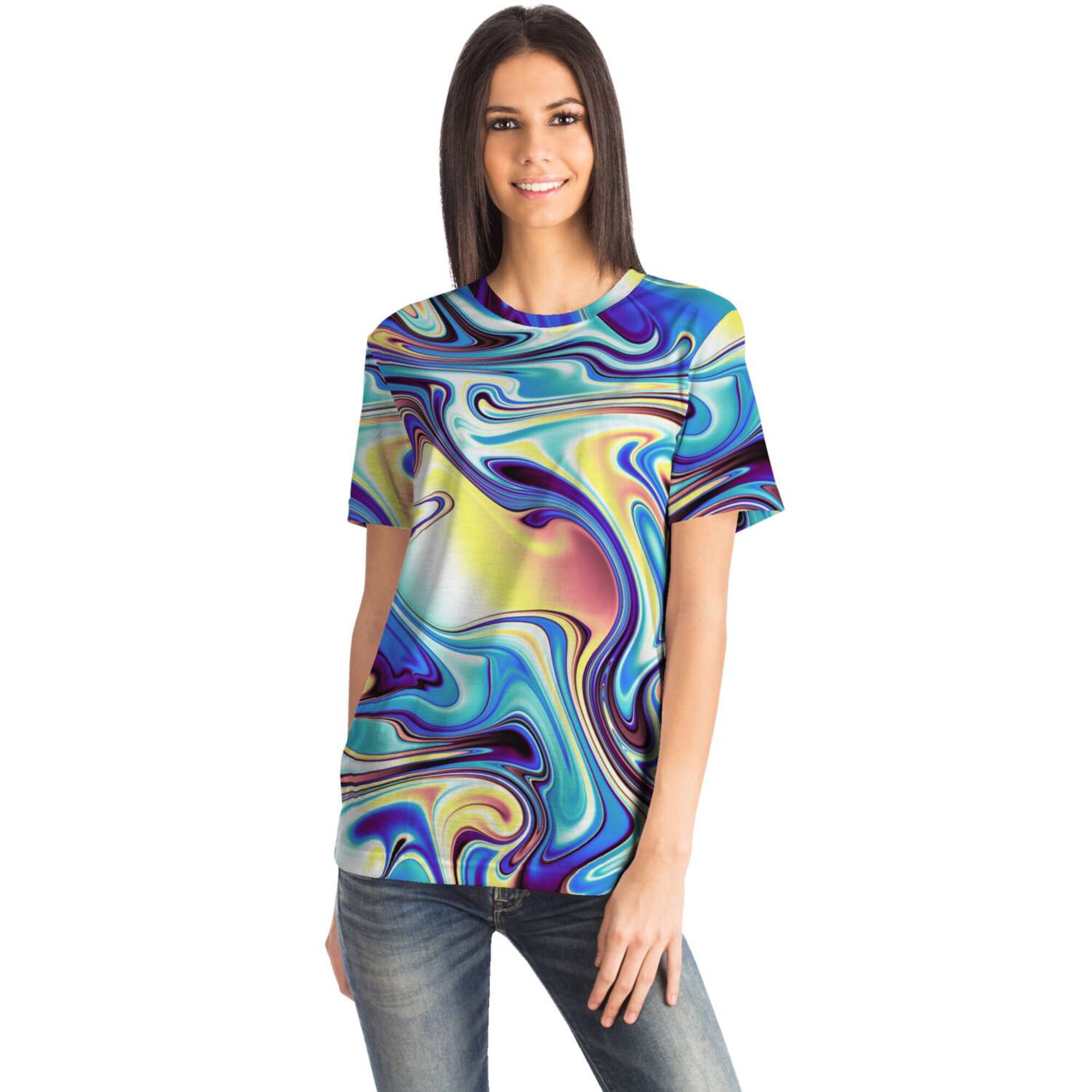 Colorful Abstract Psychedelic Liquid Waves Ripple Effect 3D T Shirt