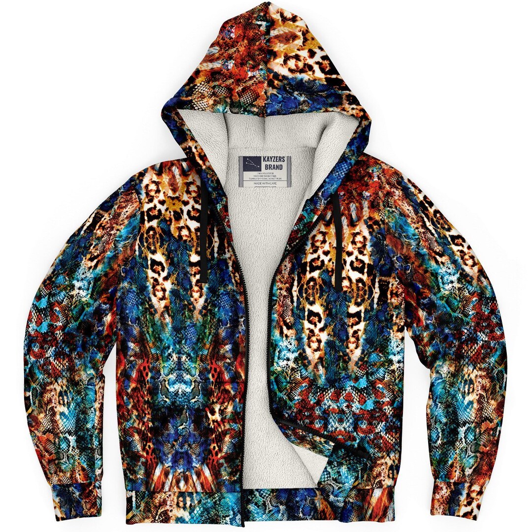Abstract Art Forest Leopard Animal Print Zip up Fleece Hoodie - Etsy