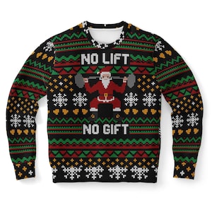 Funny Gym Lifting Christmas Sweatshirt, Ugly Christmas Sweater