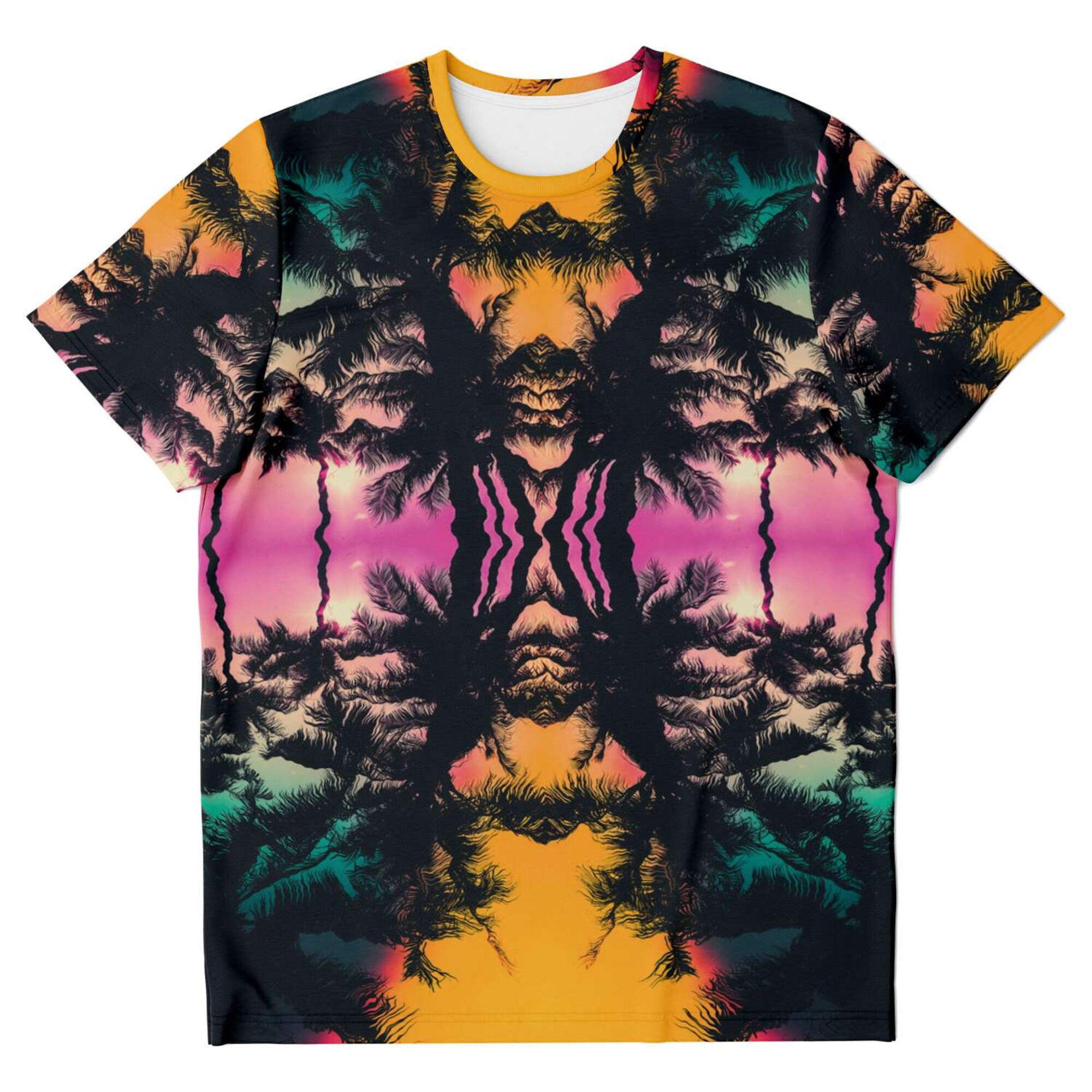 Discover Trippy Psychedelic Lsd Beach Palm Trees Ocean Sunset 3D T Shirt