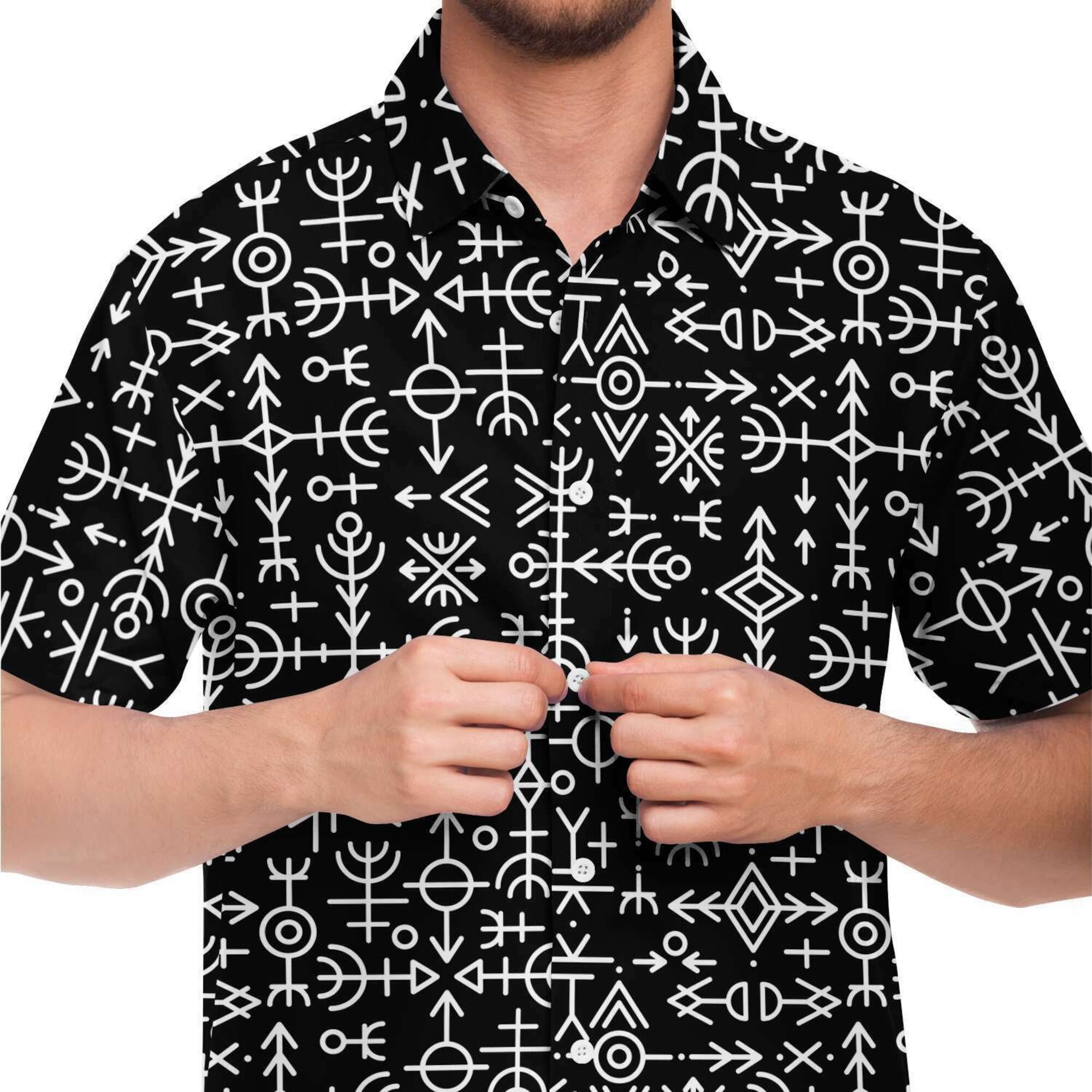 Ethnic Icelandic Norwegian Pagan Magical Runes Signs Vikings Hawaiian Shirt