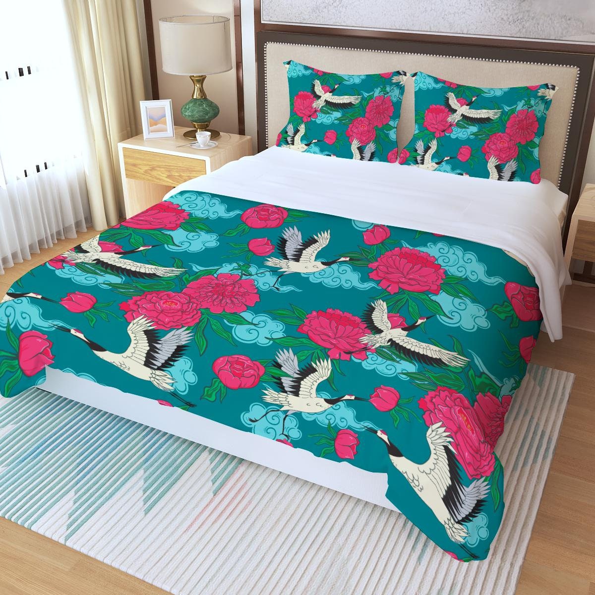 Tropical Cranes Floral Bird Paradise 