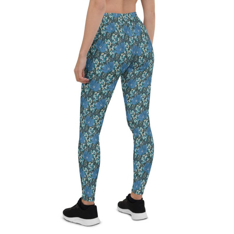 Teal Floral Leggings For Women