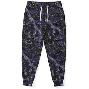 Blue Black Blaze Galaxy Space Clouds Stars Print Unisex Joggers