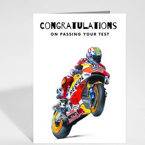 Nicky Hayden Motorbike Test Pass Card, Gefeliciteerd met het slagen voor uw test, Net geslaagd motorkaart, Fietstest, Biker cadeau