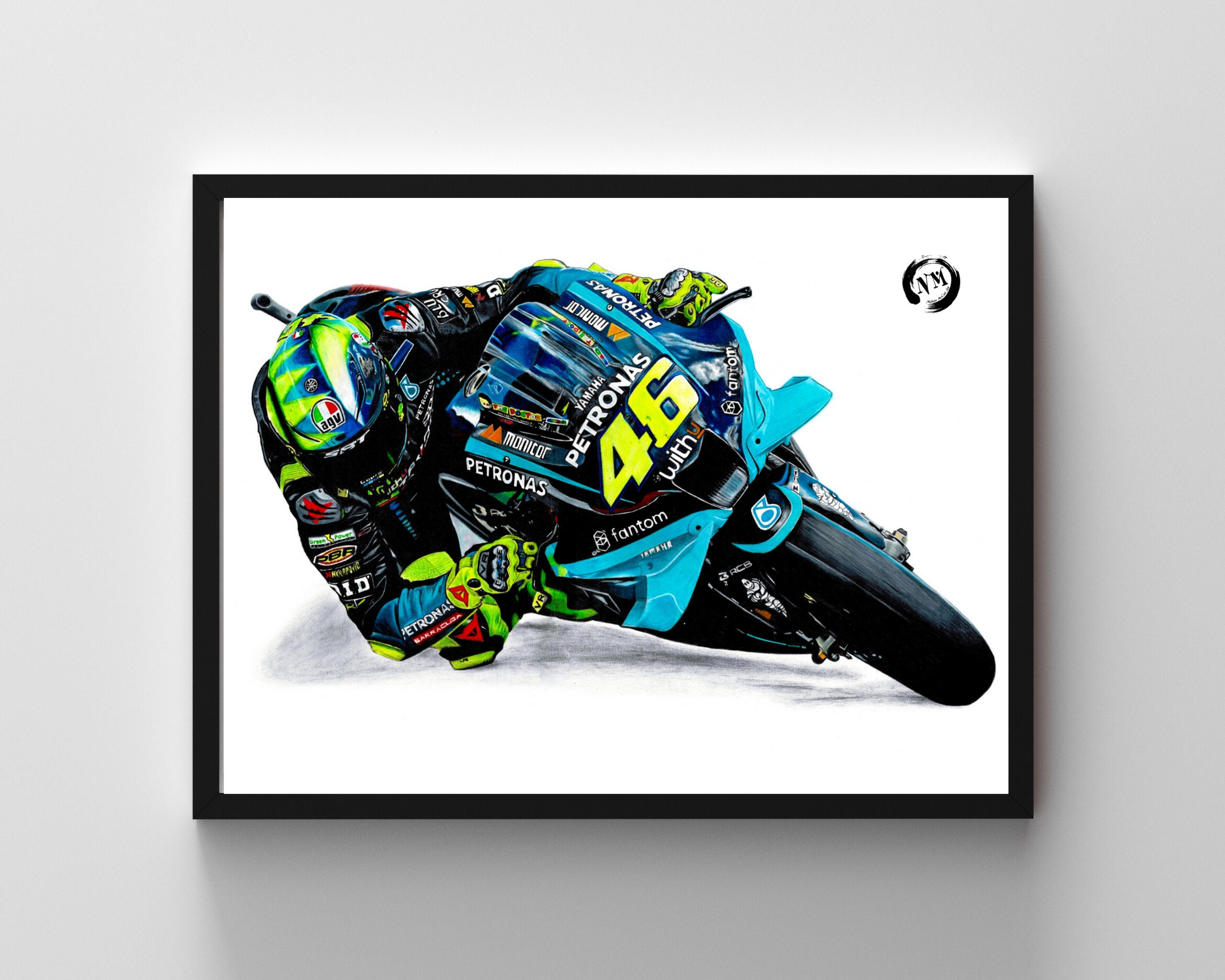 Valentino Rossi Motorrad-Wand-Kunstmalerei, VR46 Motorrad-Plakat