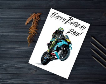 パーソナライズされたヴァレンティーノ・ロッシの誕生日カード：バイク