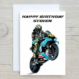 Carte d'anniversaire Valentino Rossi, carte personnalisée, carte moto, carte d'anniversaire moto, carte de voeux d'anniversaire motard, cadeaux pour lui
