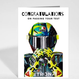 Valentino Rossi Motorbike Test Pass Card, Gefeliciteerd met het behalen van uw test, Net geslaagd motorkaart, Fietstest, Biker cadeau