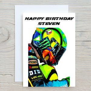 Personalisierte Valentino Rossi Geburtstagskarte, VR46 Grußkarte für Motorradfahrer