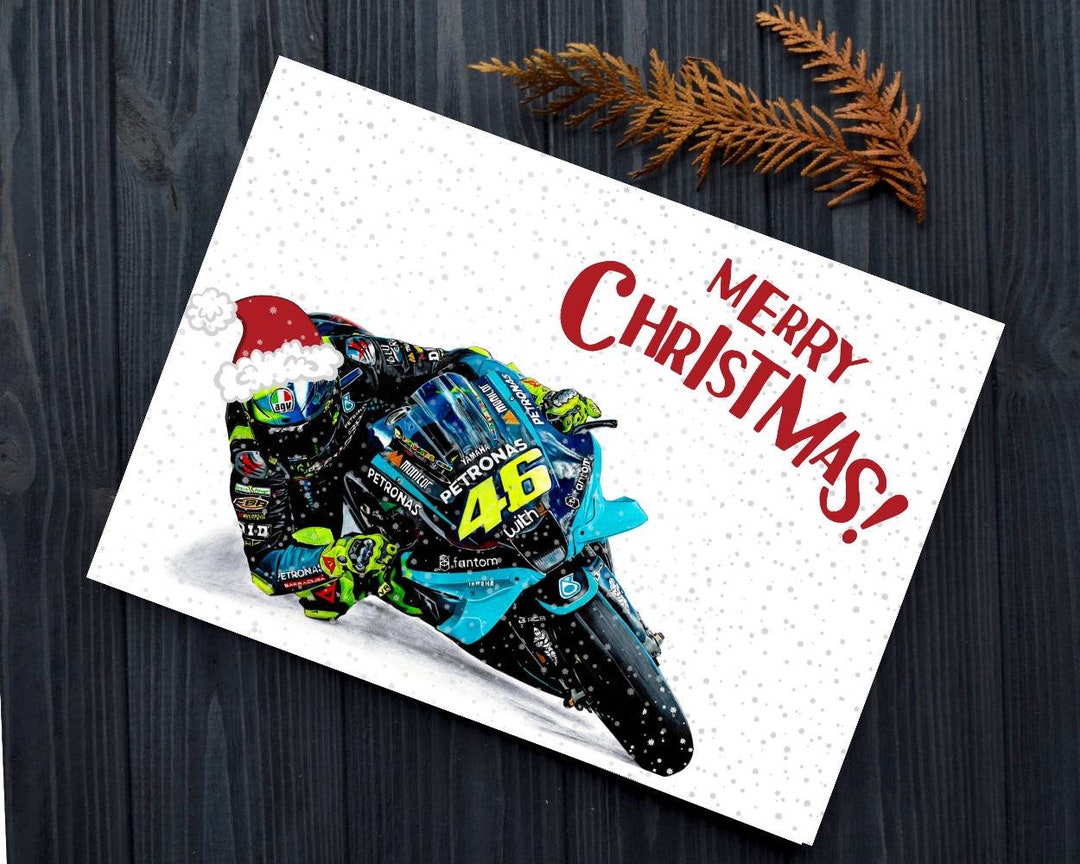 Rossi Christmas Card Motogp Greetings Card Motorcycle Gift Etsy
