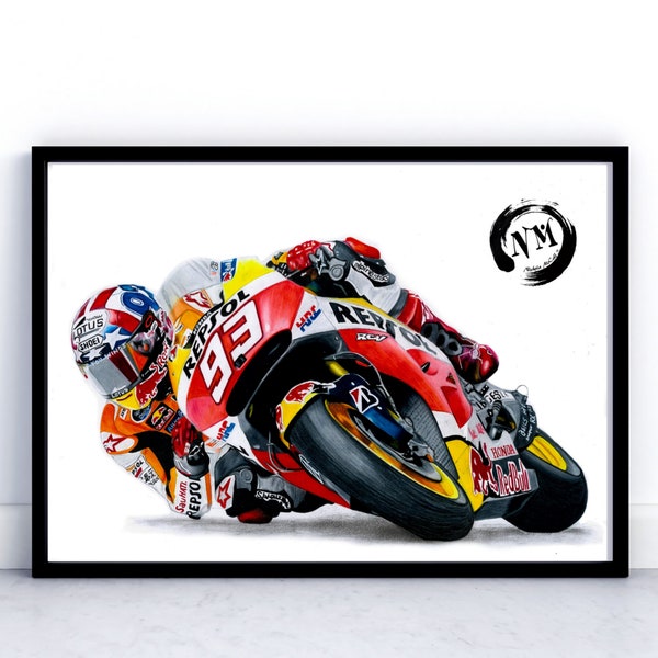 Motorcycle wall art painting, MotoGP Motorbike poster print, MotoGP art, Motorcycle gifts, Garage decor,Biker gift,