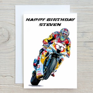 John McGuinness Geburtstagskarte, personalisierte Karte, Motorradkarte, Biker Geburtstagsgrußkarte, Geschenke für ihn