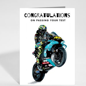 Gefeliciteerd met het behalen van uw fietstest, Valentino Rossi Motorbike Test Pass Card, Net geslaagde motorkaart, Fietstest, Biker cadeau