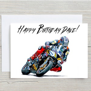 Peter Hickman Karte, Motorrad Geburtstagskarte, Personalisierte Karte, Biker Geburtstagskarte, Geschenke für ihn