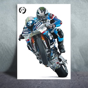 Michael Dunlop Motorcycle Print: Isle of Man TT, Pencil Portrait