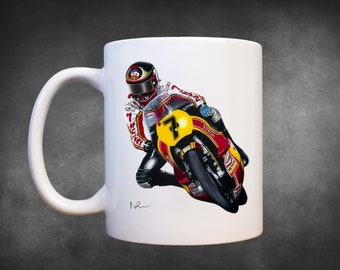 Barry Sheene mug, Motorcycle mugs for men, Motorbike legend, Gift for Dad, Gift for him, Bike racing coffee mug 