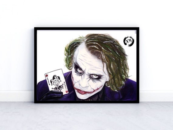 The Joker Dc Comics Picture Poster Print Art Heath Ledger Etsy The Joker Dc Comics Picture Poster Print Art Heath Ledger Etsy