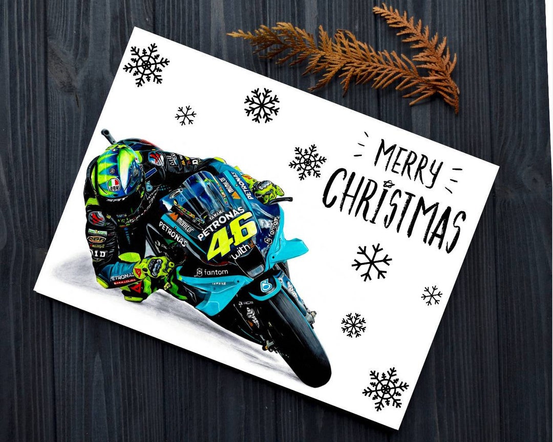 Rossi Christmas Card Motogp Greetings Card Motorcycle Gift Etsy