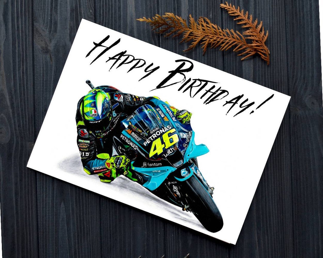 Valentino Rossi Birthday Card, Motorcycle Birthday Card, Biker Birthday