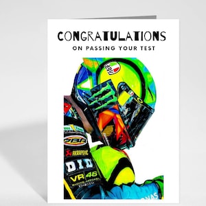Valentino Rossi Motorbike Test Pass Card, Gefeliciteerd met het behalen van uw test, Net geslaagd motorkaart, Fietstest, Biker cadeau