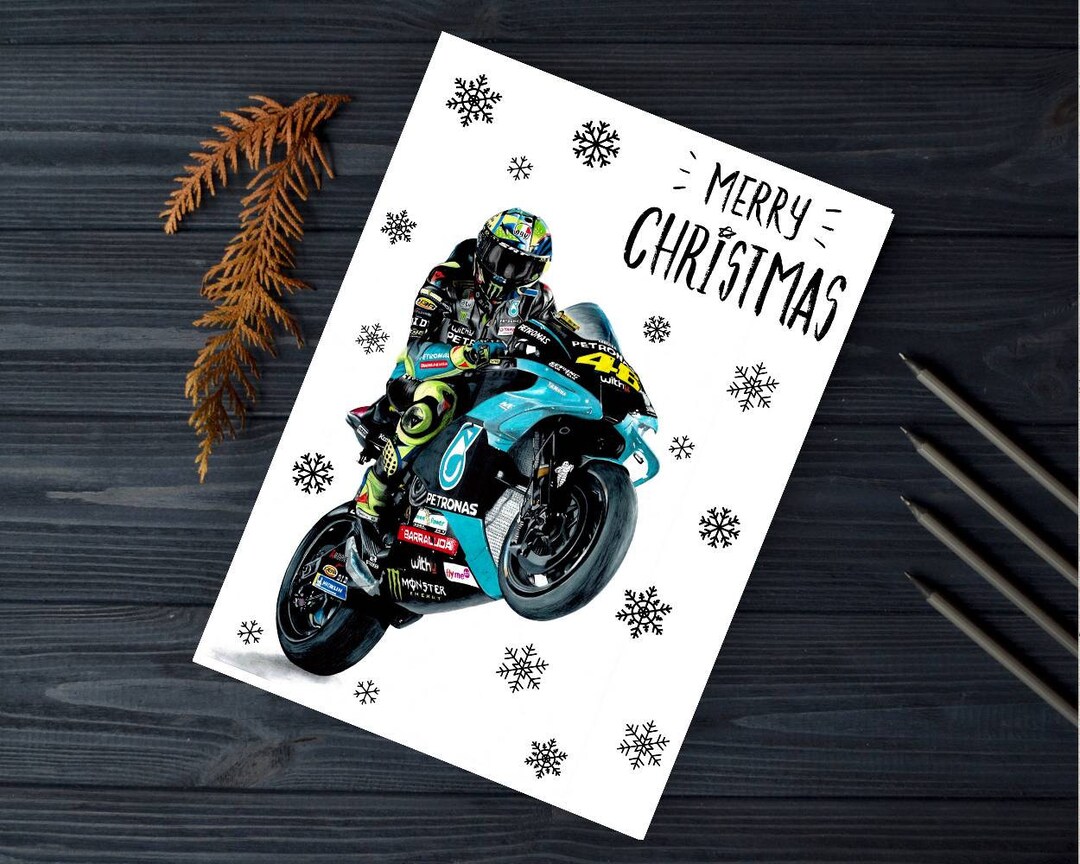Rossi Christmas Card Motogp Greetings Card Motorcycle Gift Etsy