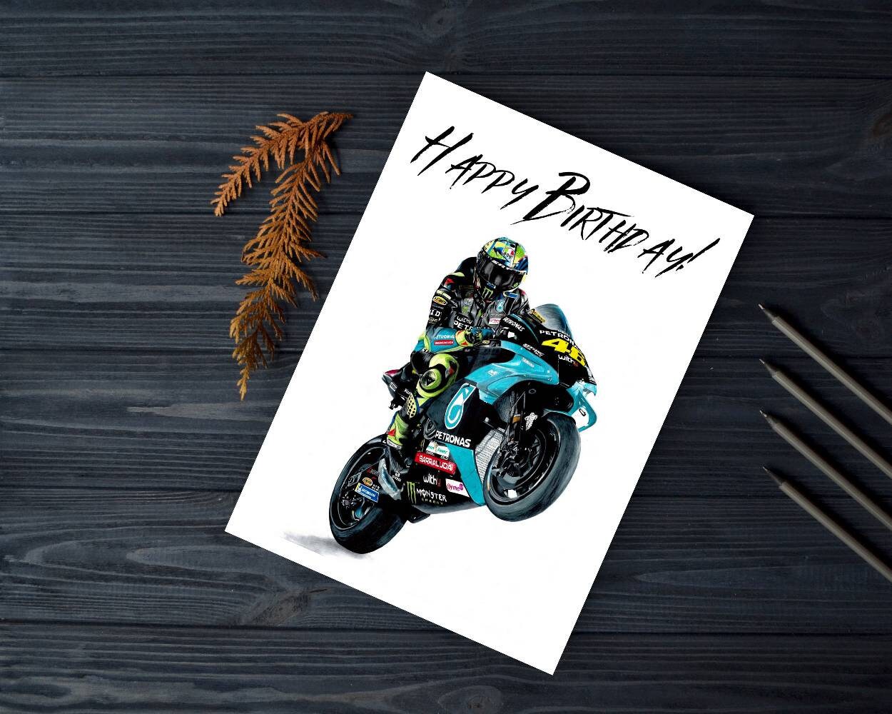 ヴァレンティーノ・ロッシのバイク誕生日カード：手作りバイカーギフト