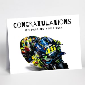 Valentino Rossi Motorbike Test Pass Card, Gefeliciteerd met het behalen van uw test, Net geslaagd motorkaart, Fietstest, Biker cadeau
