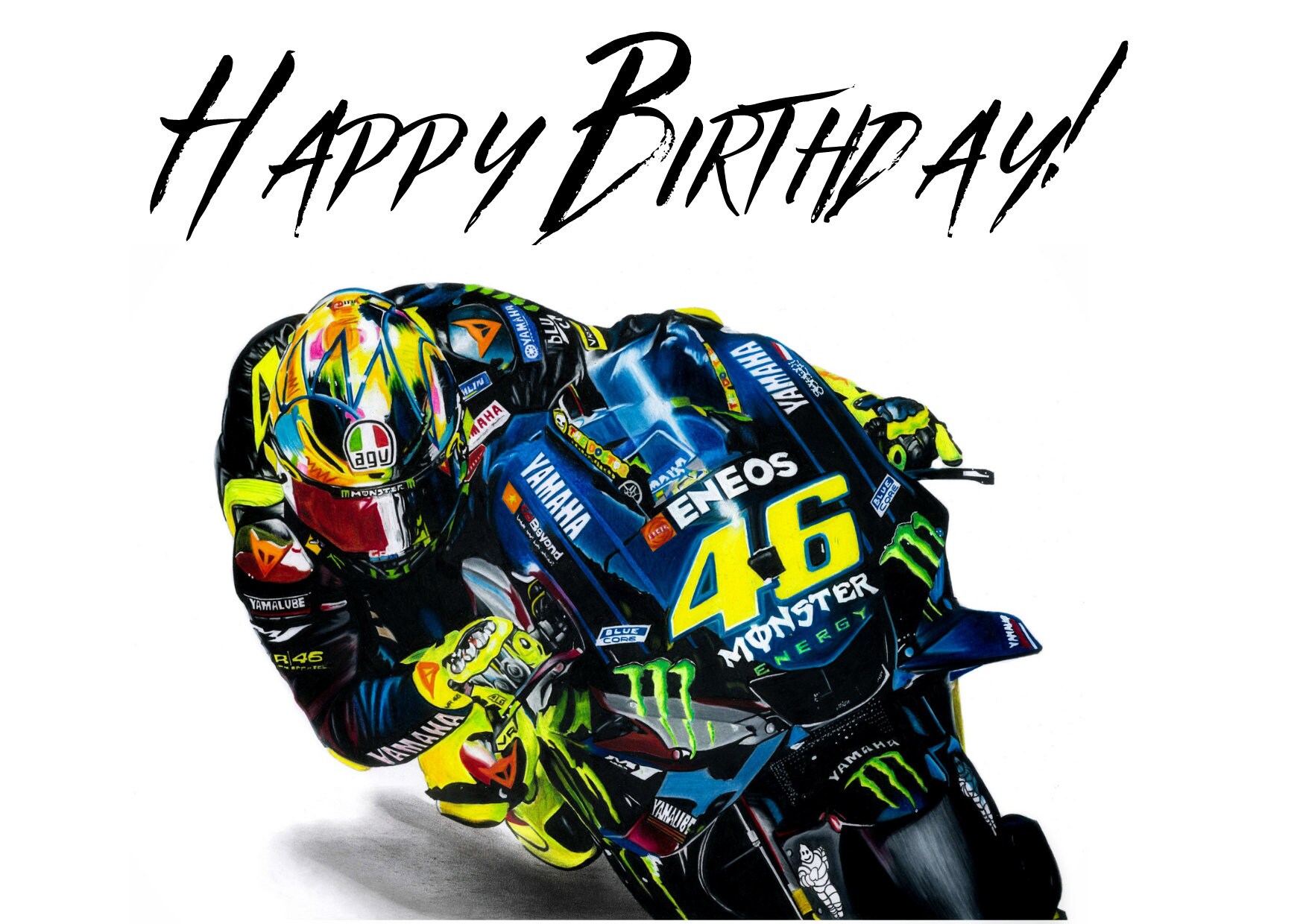 Valentino Rossi birthday card Motogp greetings card Etsy