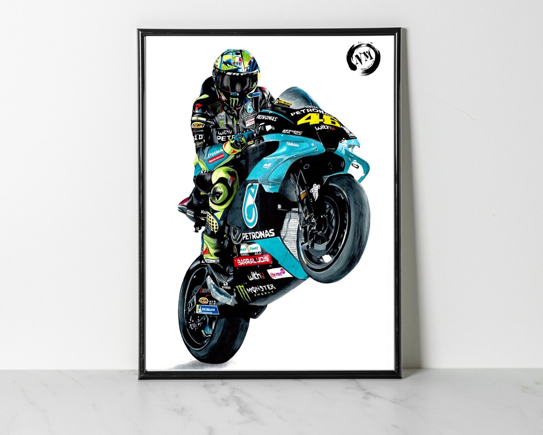 HWC Trading FR A3 Valentino Rossi Geschenken Gedrukt Gesigneerd Handtekening Foto voor MotoGP Racing Fans - A3 ingelijst