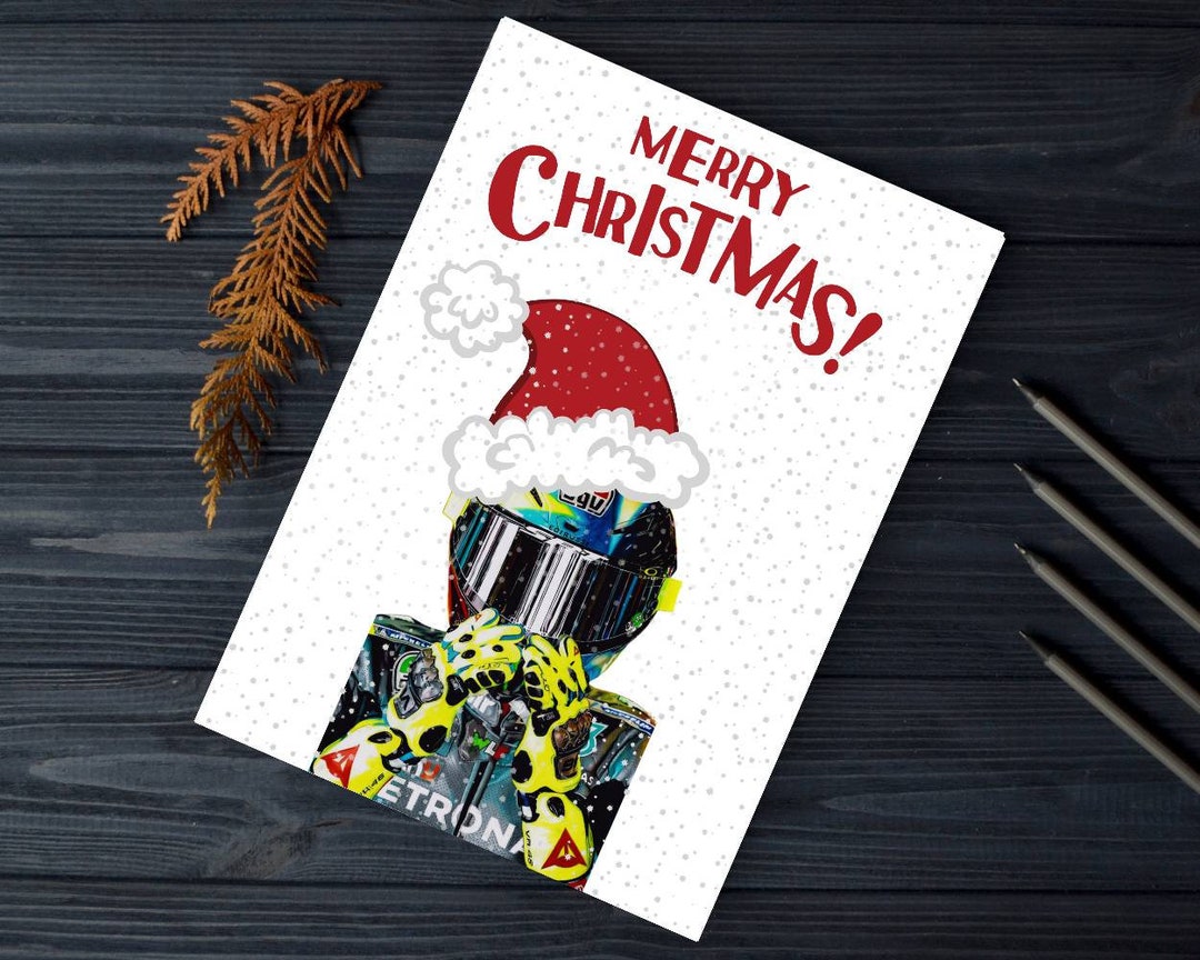 Rossi Christmas Card Motogp Greetings Card Motorcycle Gift Etsy