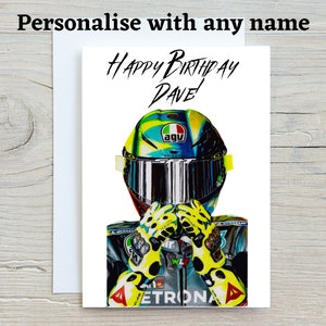 Carte Valentino Rossi, carte d'anniversaire personnalisée, carte de moto, carte d'anniversaire de moto, carte de voeux d'anniversaire de motard, cadeaux pour lui