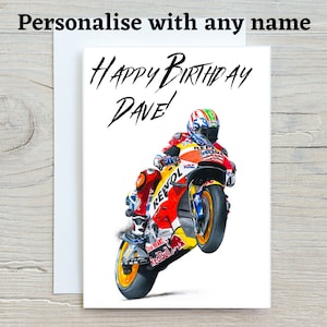 Carte d'anniversaire Nicky Hayden, carte personnalisée, carte moto, carte d'anniversaire moto, carte de voeux d'anniversaire motard, cadeaux pour lui