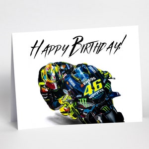 Moto Lovers Button Art Happy Birthday Greetings Card Etsy