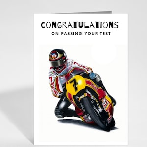 Barry Sheene Motorbike Test Pass Card, Gefeliciteerd met het slagen voor uw test, Net geslaagd motorkaart, Fietstest, Biker cadeau