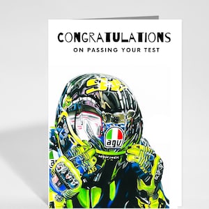 Valentino Rossi Motorbike Test Pass Card, Gefeliciteerd met het behalen van uw test, Net geslaagd motorkaart, Fietstest, Biker cadeau