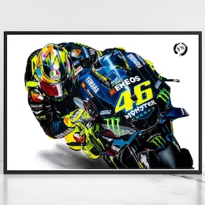 Impresión artística de Valentino Rossi, póster de arte mural de MotoGP con dibujo a lápiz, impresión de motocicleta, regalos para motociclistas, arte de motocicletas, regalo para él