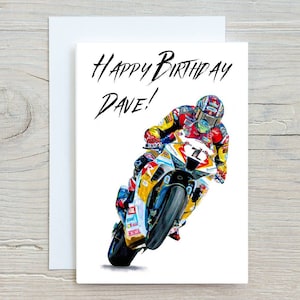 John McGuinness Geburtstagskarte, personalisierte Karte, Motorradkarte, Biker Geburtstagsgrußkarte, Geschenke für ihn